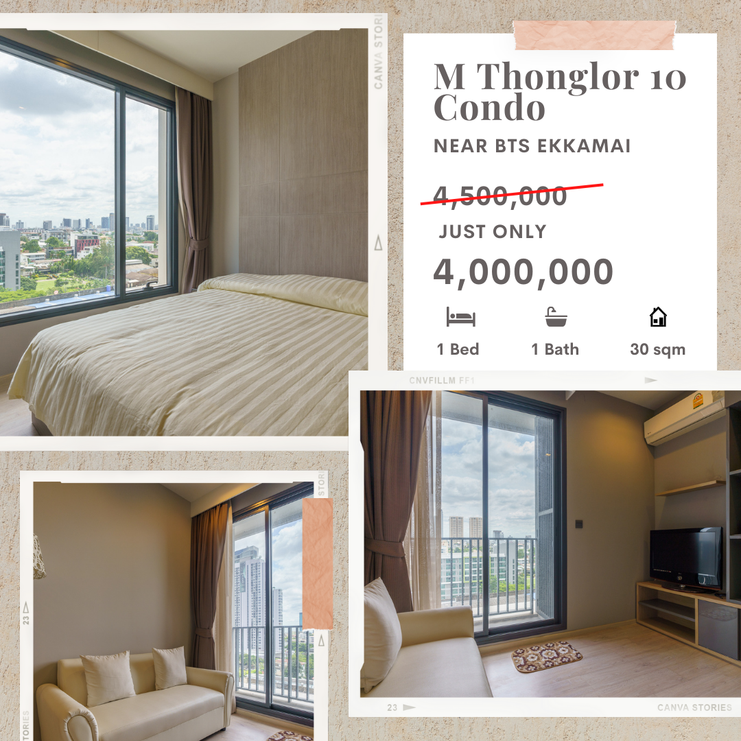 Best Price For 30.94 SQ.M Corner Unit at M Thonglor 10!! Near BTS Ekkamai and Thong Lo!!