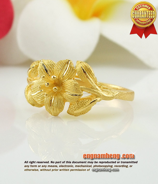 แหวนทองคำแท้ 96.5% น้ำหนัก 1 สลึง ลายดอกไม้ งานละเอียดสวยค่ะ
