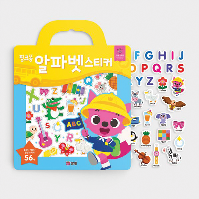 สติกเกอร์ ตัวอักษรภาษาอังกฤษ 56 ชิ้น / Bag Sticker Alphabet ตัวการ์ตูน Pinkfong ลิขสิทธิ์แท้จากเกาหลี