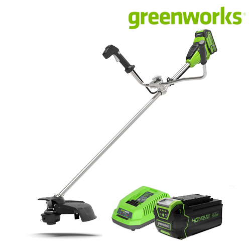 Greenworks เครื่องตัดหญ้าสะพายแบตเตอรี่ 40V พร้อมแบตเตอรี่และแท่นชาร์จ