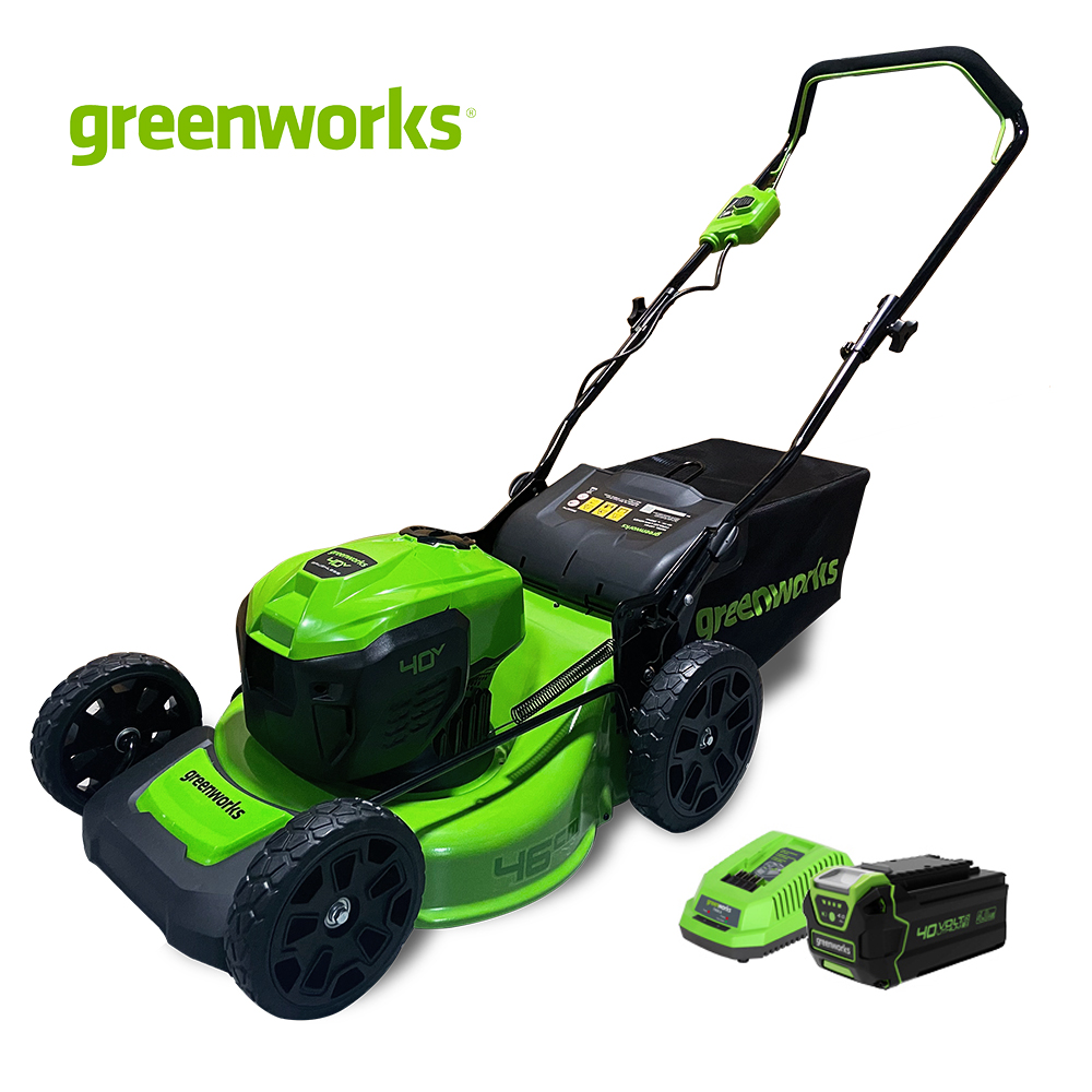 Greenworks รถตัดหญ้าแบตเตอรี่ 40V พร้อมแบตเตอรีและแท่นชาร์จ
