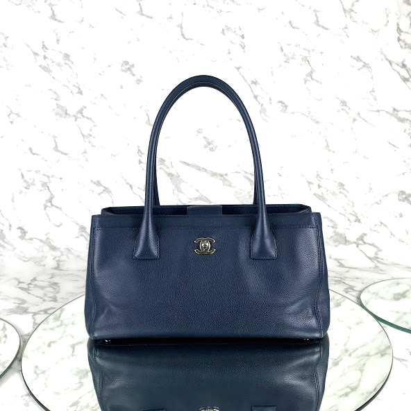 MP-10524 Used Chanel Shoulder Bag Calfskin Blue Shw