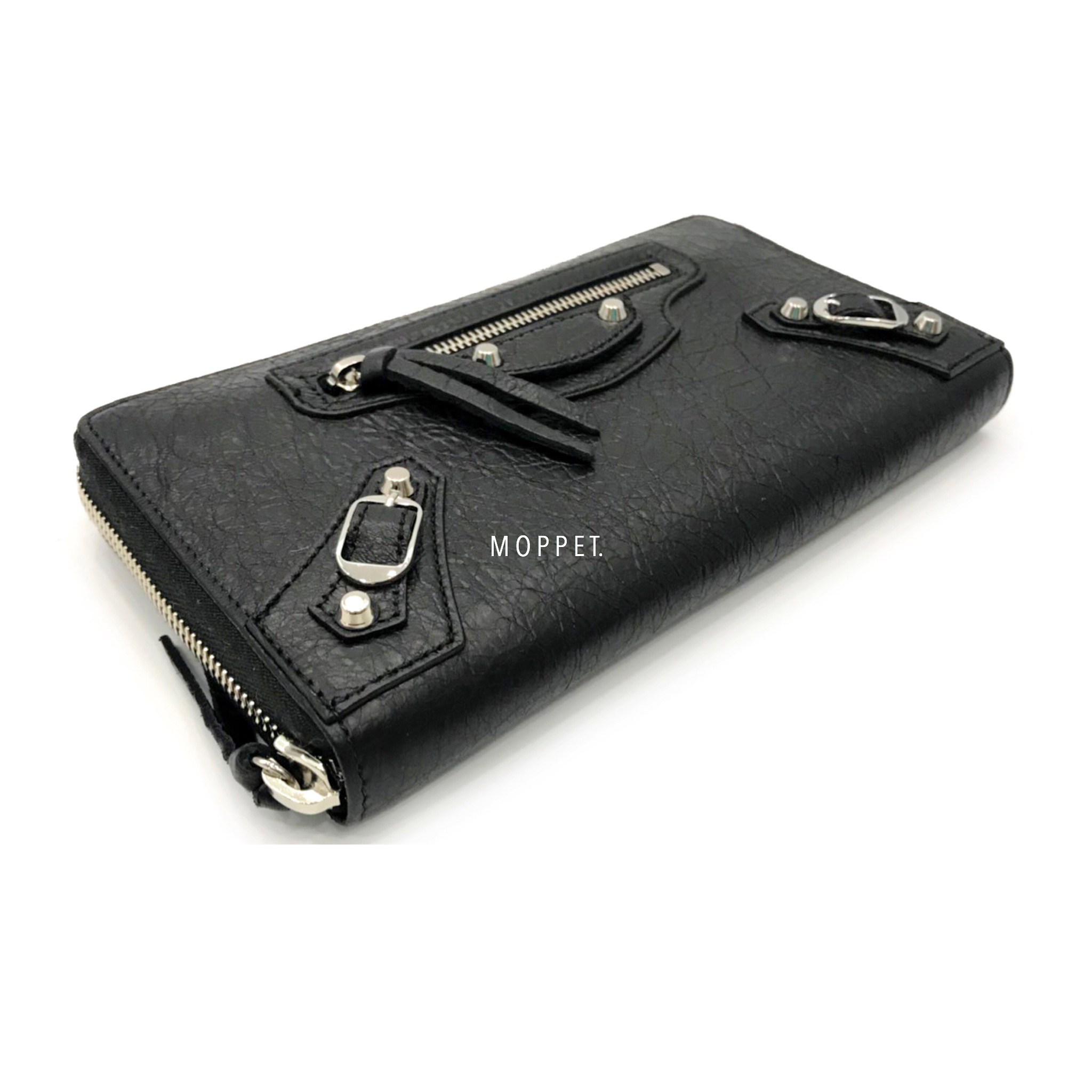 Nosotros mismos algas marinas Comparación New Balenciaga Zippy Wallet in Black Leather SHW - moppetbrandname