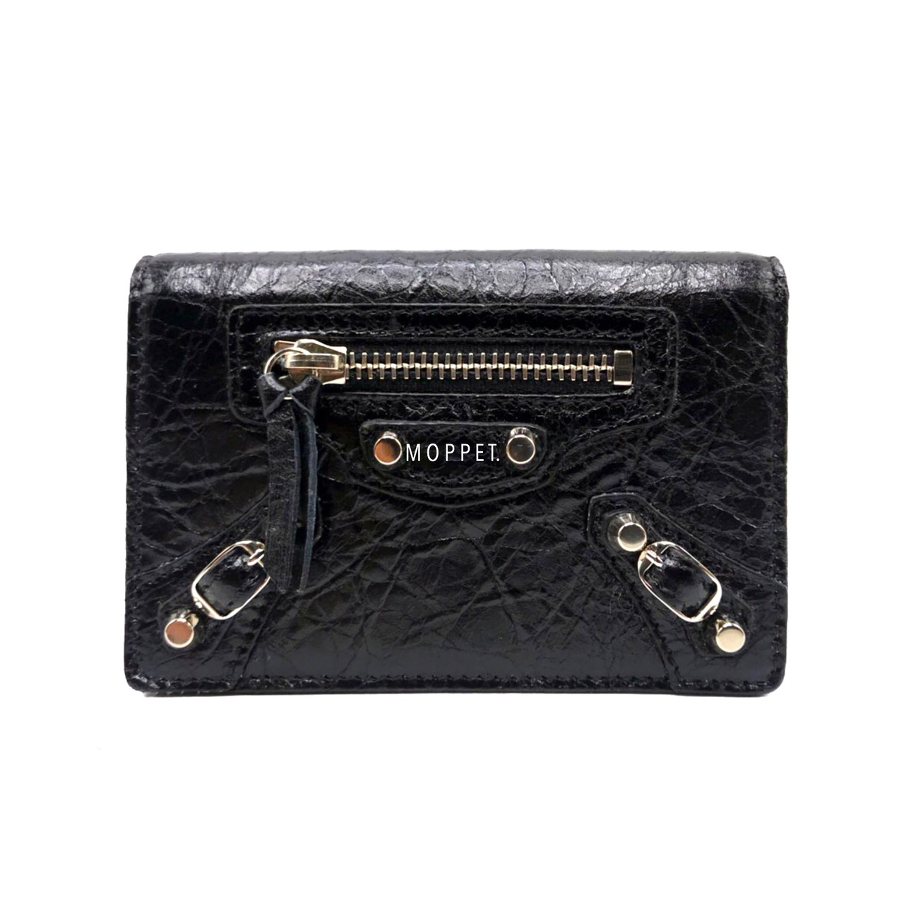 New Balenciaga Card Holder in Black Leather SHW - Moppetbrandname