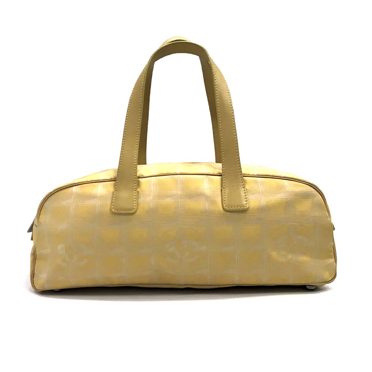 Used Chanel New Travel Vintage Boston Bag in Yellow Fabric GHW ...