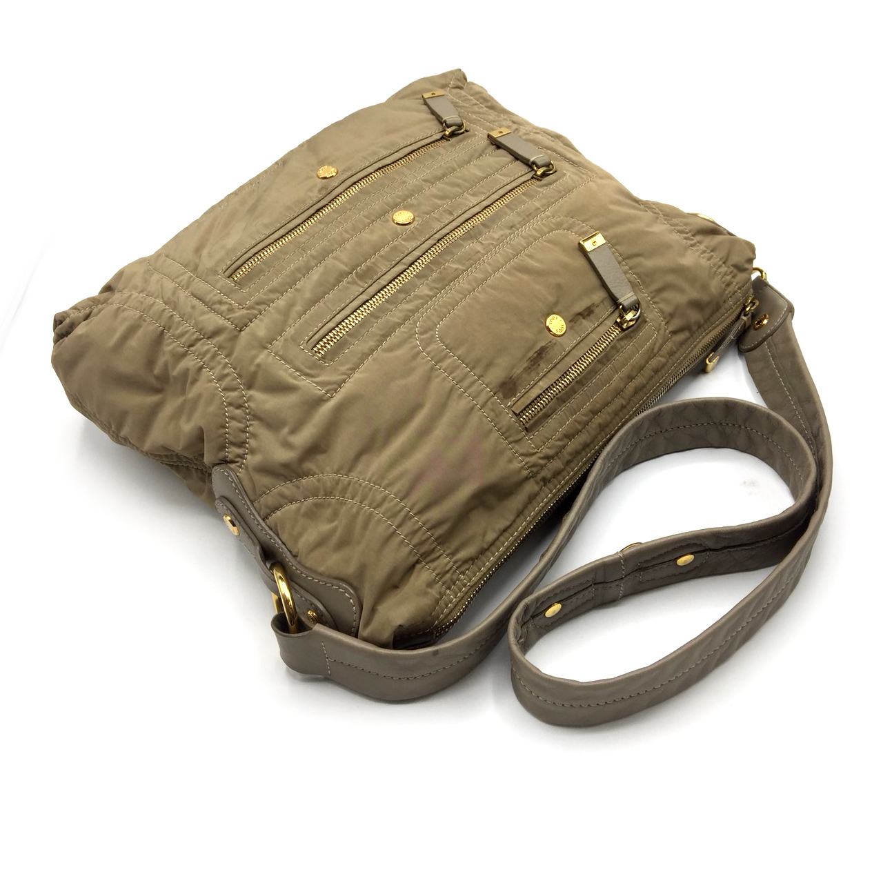 Used TOD'S Messenger Bag in Beige Nylon GHW