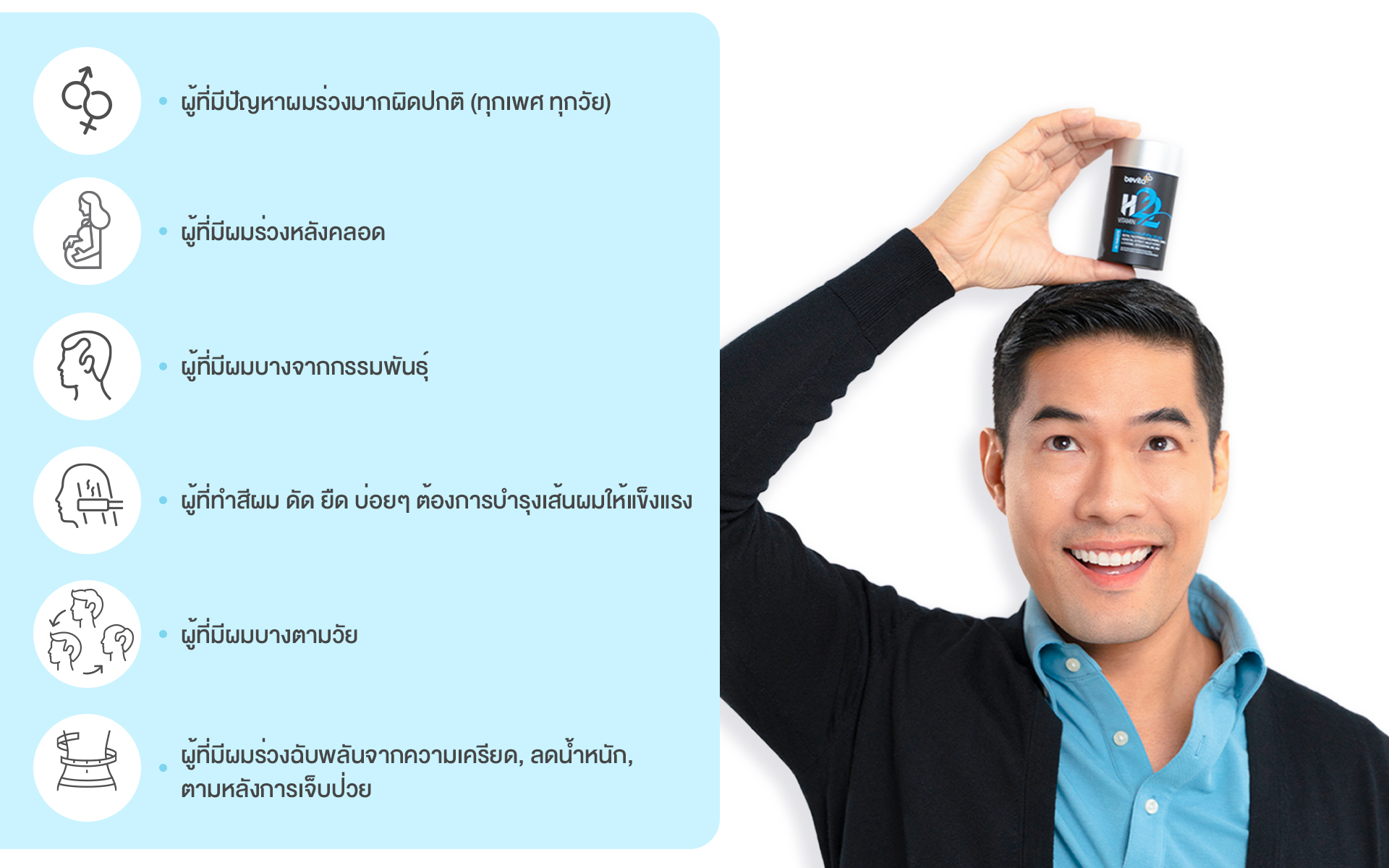 หลายคนอาจสงสัย วิตามินบำรุงผม ใครสามารถกินได้บ้าง ผมร่วงเยอะ ผมบาง หัวล้านกินได้ไหม หรือเเค่อยากมีผมสวย สุขภาพดีกินได้หรือไม่ วันนี้เรามีคำตอบ