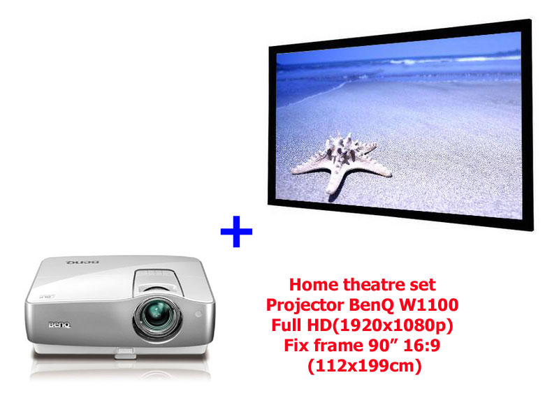 ชุด home theatre Projector BenQ W1070(full HD)+Fix frame 90 นิ้ว พร้อมติดตั้ง