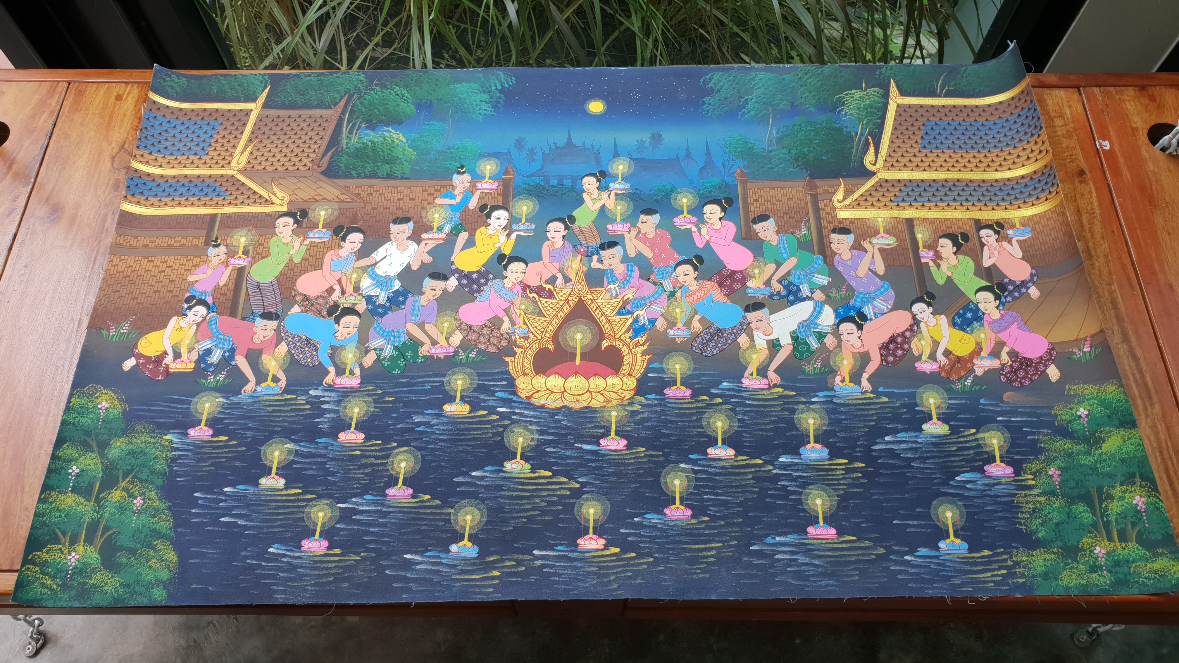 Painting on Canvas - Kratong Floating Festival