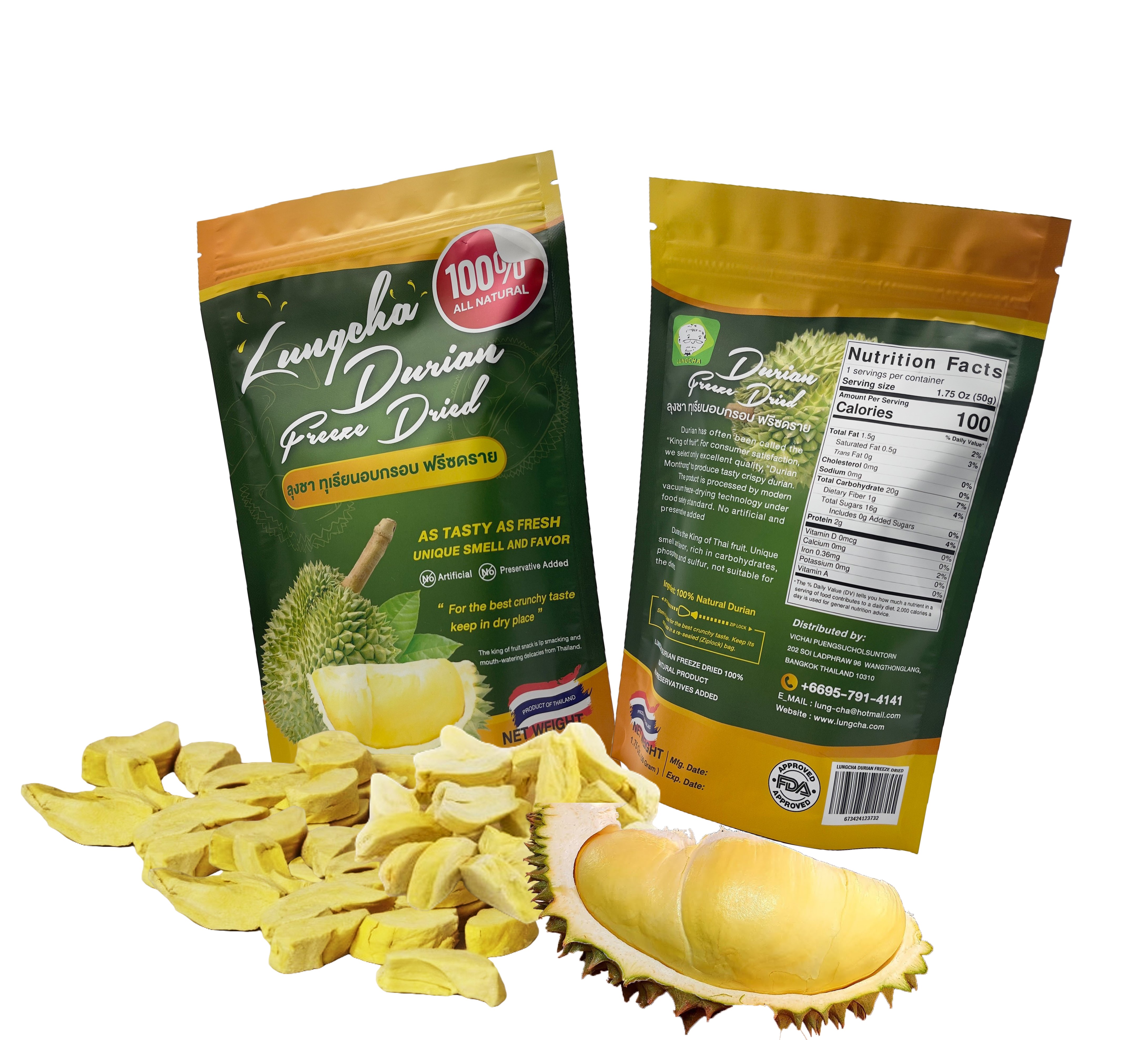 Durian King of Fruit Vacuum Freeze Dried Fresh Durian Monthong made