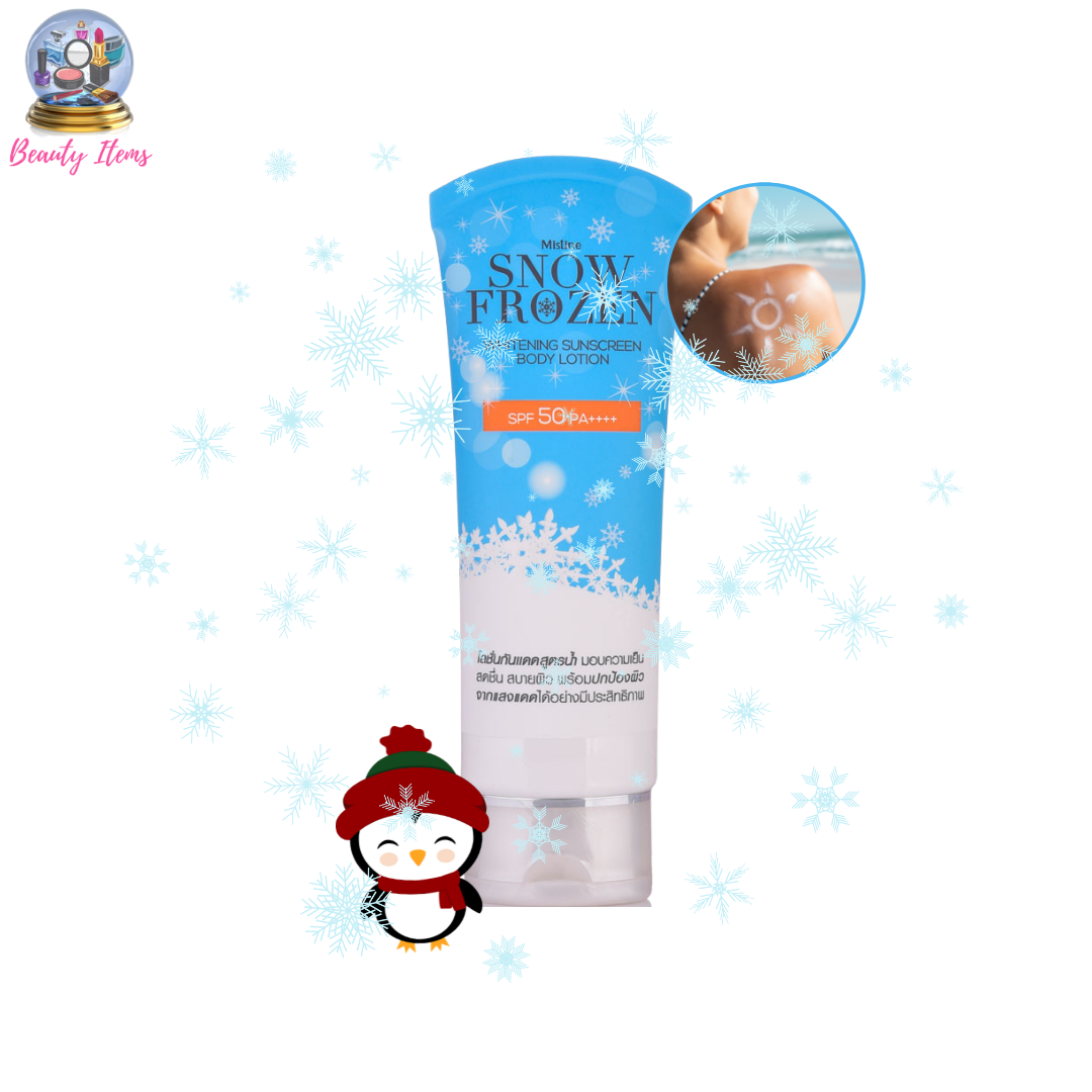ครีมกันแดดทาตัว มิสทีน สโนว์ โฟรว์เซ่น SPF PA++++ 100 มล. Mistine Snow Frozen Whitening Sunscreen Body Lotion SPF 50 PA++++ 100 ml.