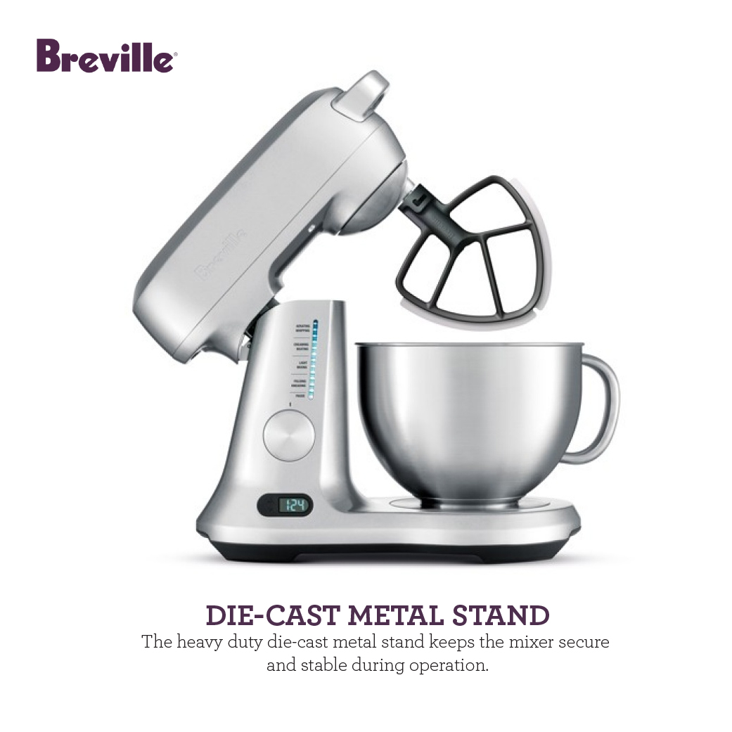 Breville BEM800XL Scraper Mixer Pro 5-Quart Die-Cast Stand Mixer