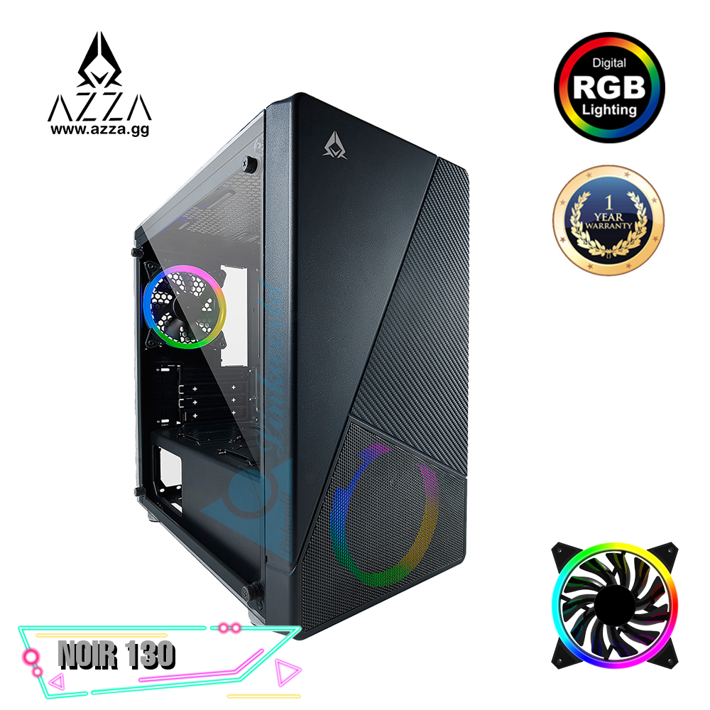 AZZA Micro ATX Mid Tower Tempered Glass Gaming Case NOIR 130 with