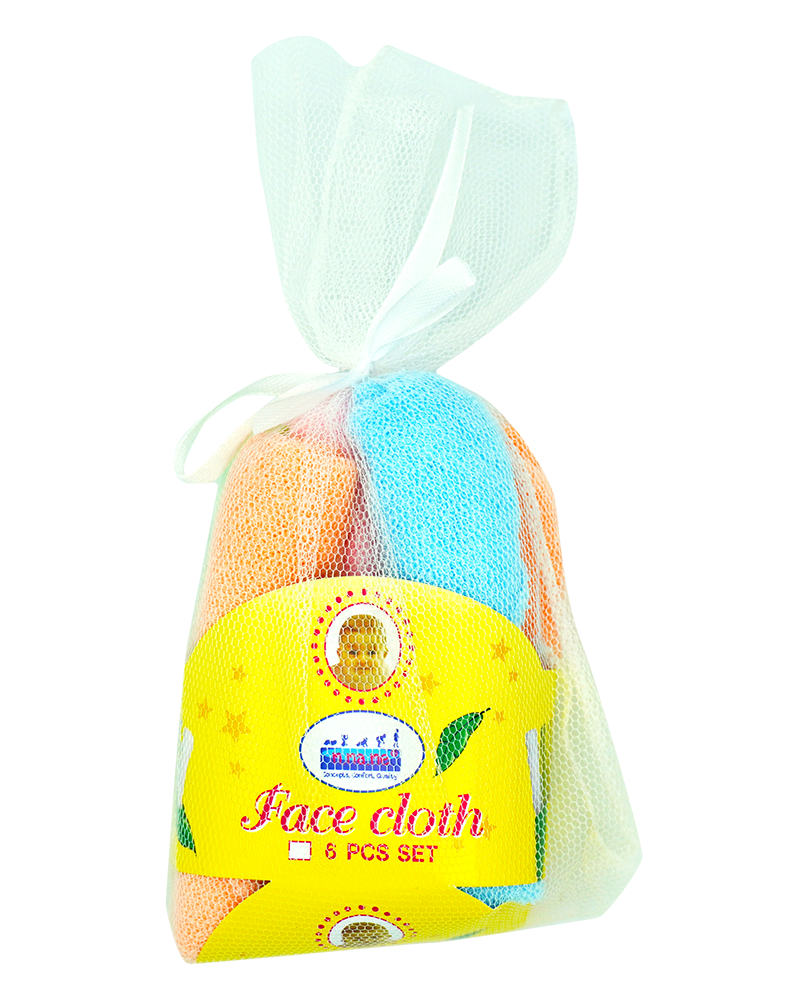 6 Pack m.ma.me. Cotton Hand & Face cloths in net