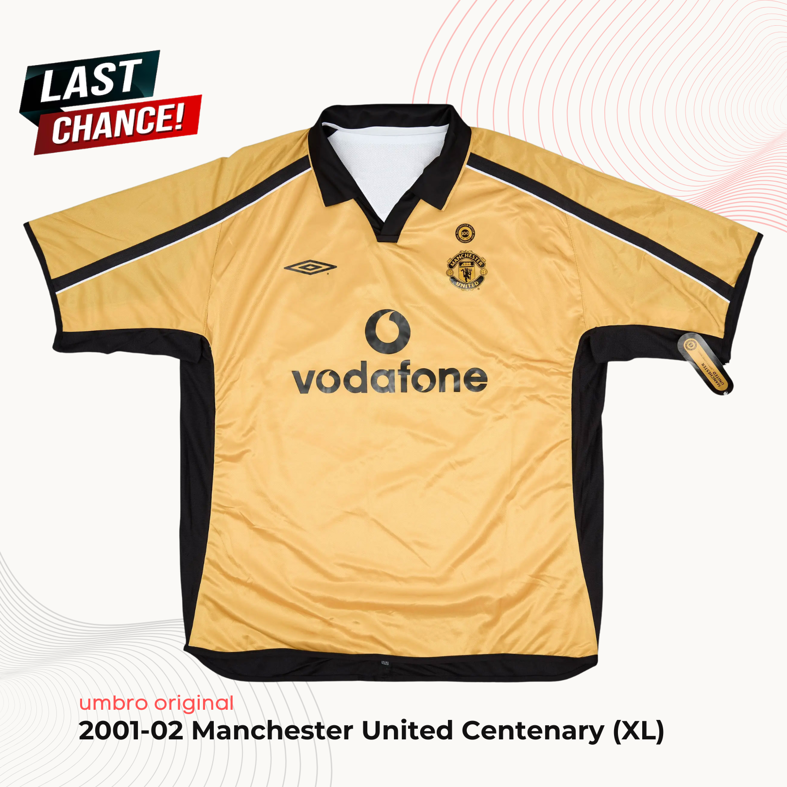 Gold Manchester United Kit 2001 Manchester United Centenary Away