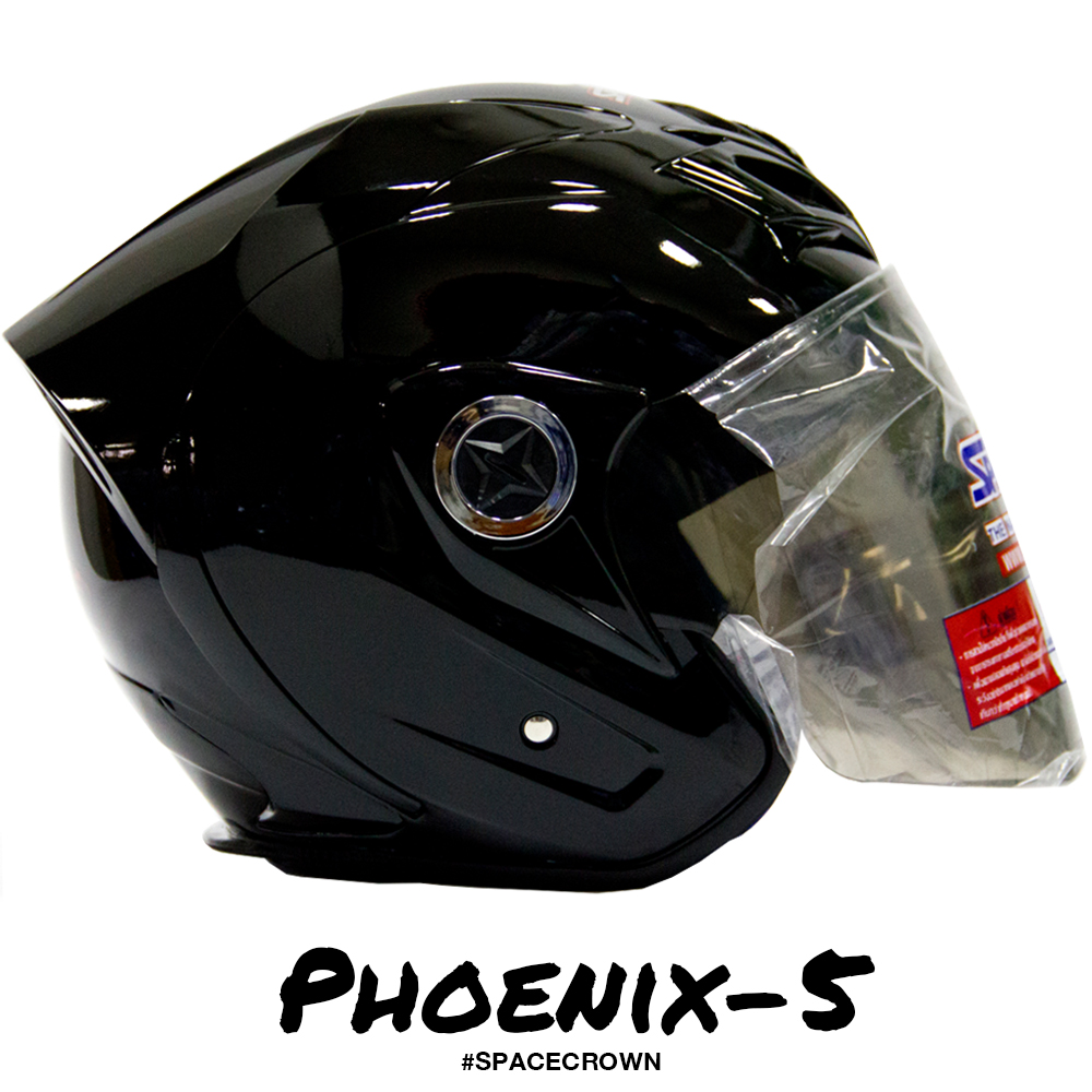 หมวกกันน็อคสเปซคราวน์ เปิดหน้า Phoenix-5 สีดำ