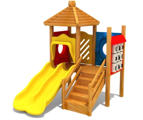 เครื่องเล่นสนาม ชุดสมอลฮัท-เครื่องเล่นสนามไม้ กระดานลื่นไม้ Wooden playground ไม้ Rosewood นำเข้า by Sealplay