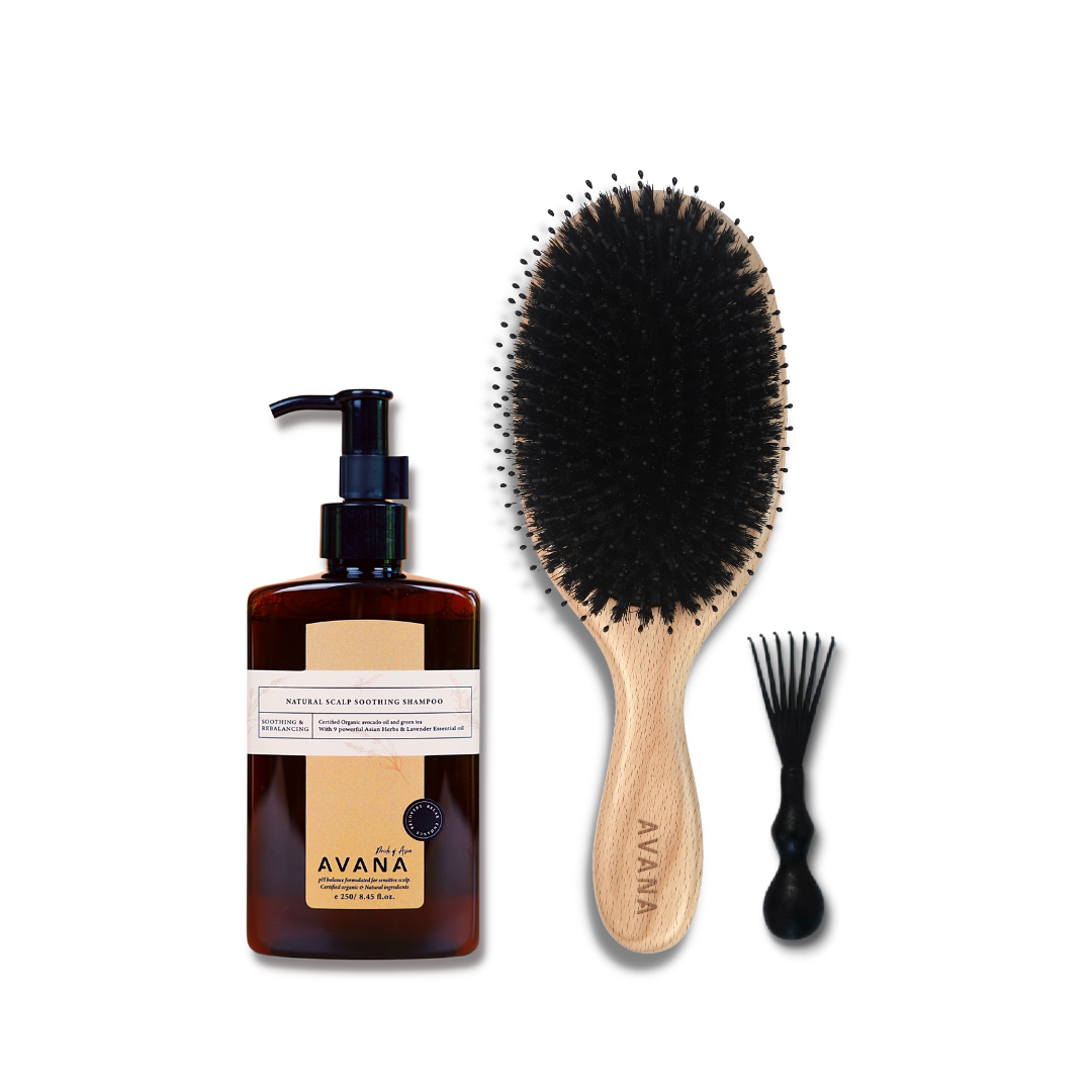 Healthy & Shine Set AVANA Shampoo + AVANA Premium Boar Bristles Brush