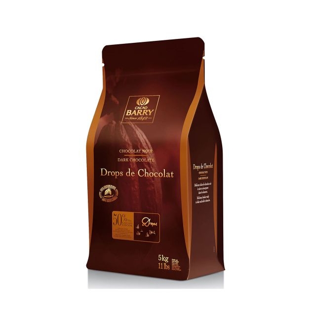 Dark Chocolate 50% Chips Cacao Barry Brand 5 kg.