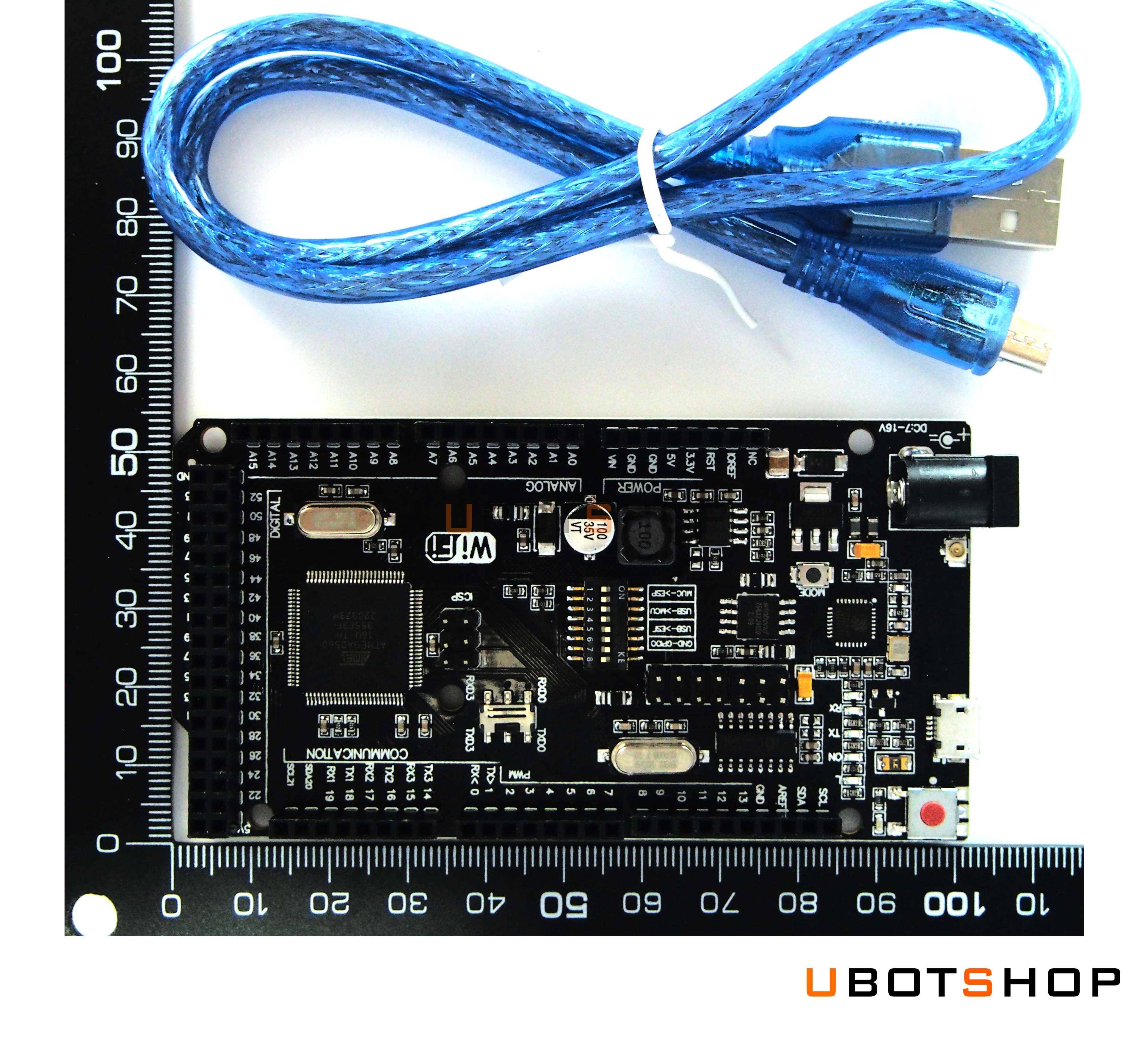 Mega +Wifi R3 ATMega2560+ESP8266 32Mb Memory USB-TTL CH340G Compatible For Arduino(BA0008)
