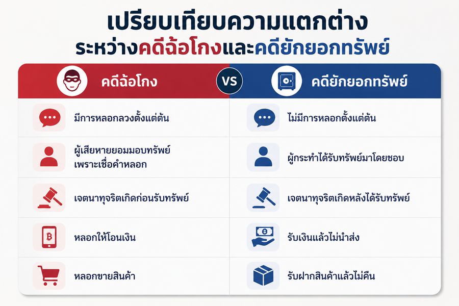 คดี ฉ้อโกง กับ ยักยอก ทรัพย์ ต่าง กัน ยัง ไง