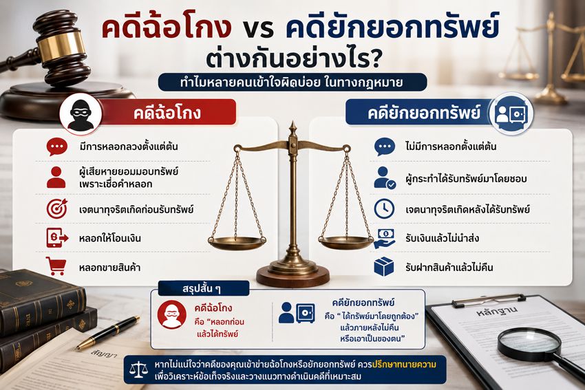 ความแตกต่างระหว่างฉ้อโกงกับยักยอกทรัพย์