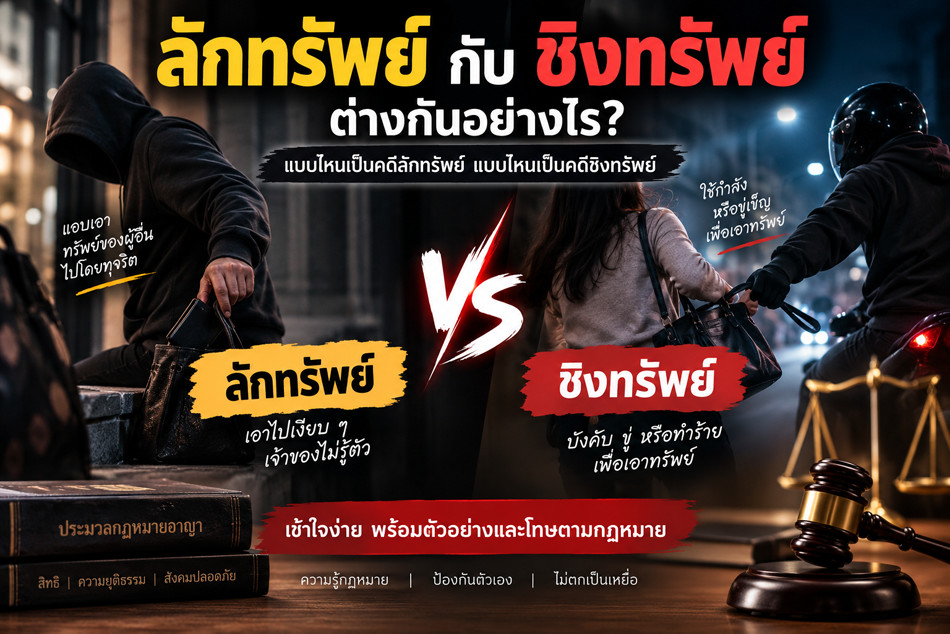 ลักทรัพย์ กับ ชิงทรัพย์ ต่าง กัน อย่างไร
