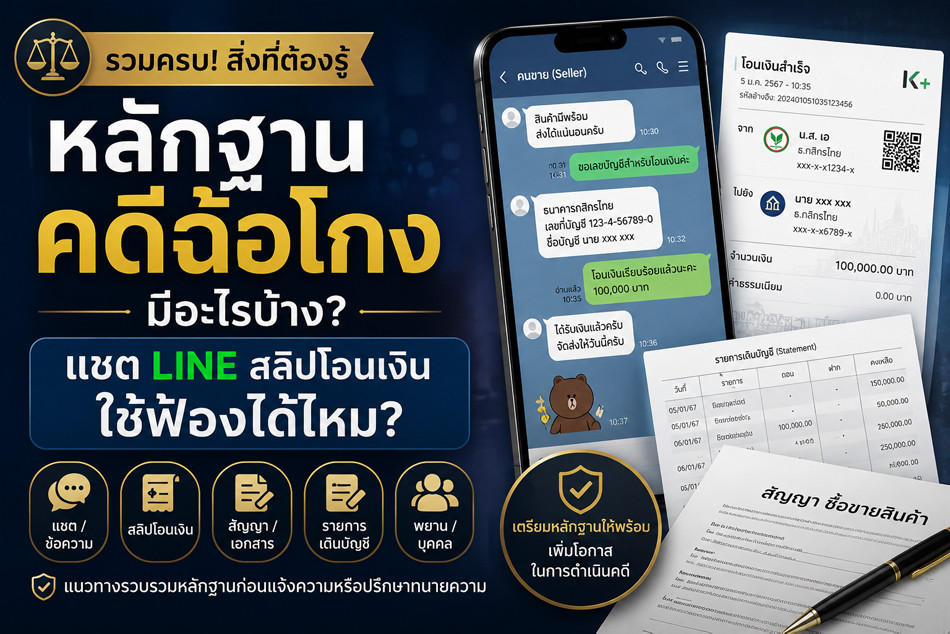 หลักฐานคดีฉ้อโกงไม่ควรมีเพียงสลิปโอนเงินอย่างเดียว
