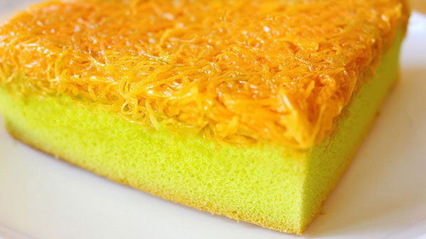 เค้กฝอยทองใบเตย (Sponge Cake Pandan)/(Pandan Cake Foi Thong)