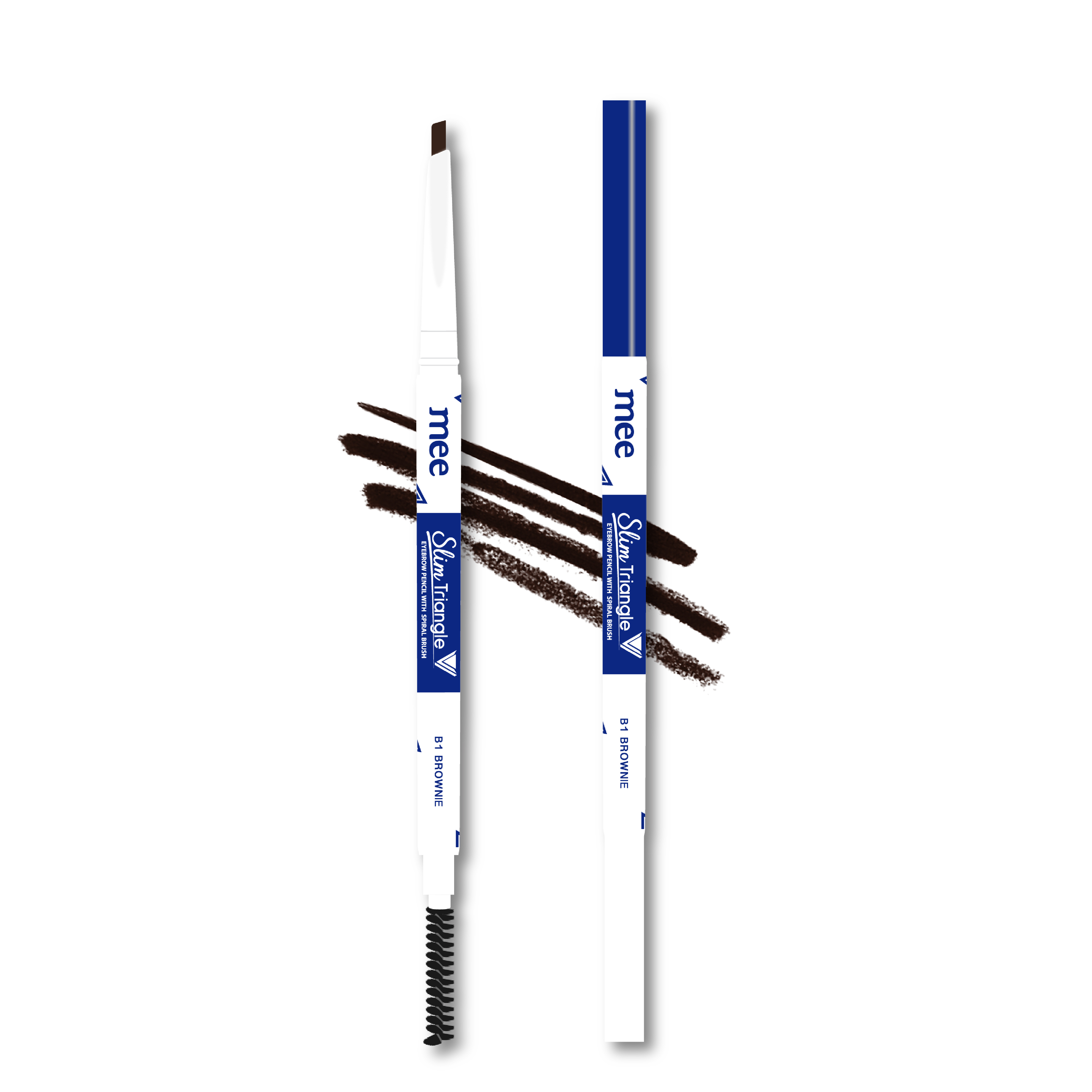 Mee Slim Triangle Eyebrow Pencil with Spiral Brush B1 BROWNIE