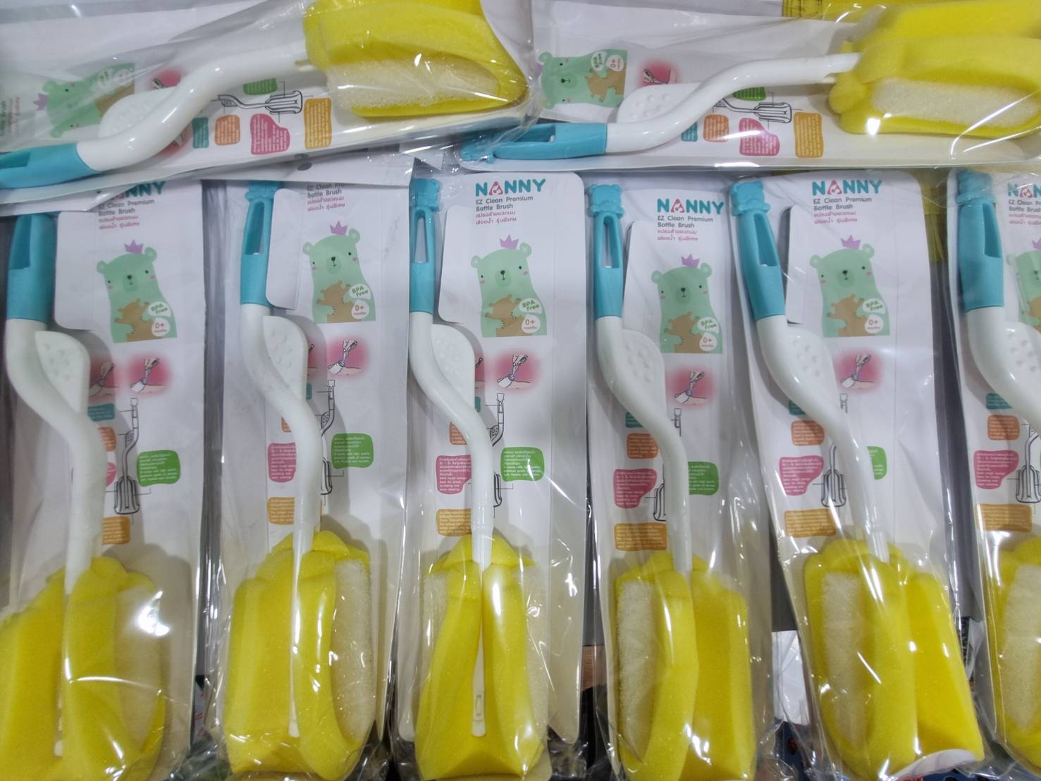 Nanny แปรงล้างขวดนม 31 ซม N230 แนนนี่ ที่ล้างขวดนม ชนิดฟองน้ำ มีด้ามจับ BPA Free แปรงล้างขวดหมุนได้ ฟองน้ำหมุนล้างแก้ว