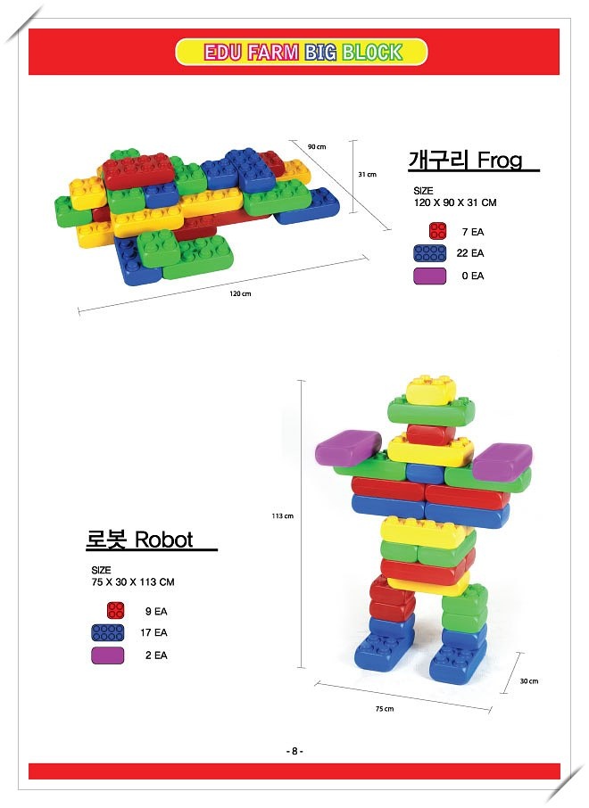 ตัวต่อบล็อก ขนาดใหญ่ FARM BIG BLOCK ชุด BUILD PLAY - A set 48PCS ยี่ห้อ Edu Play