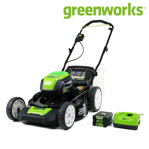GREENWORKS รถตัดหญ้าเดินตามแบตเตอรี่ 80V พร้อมแบตเตอรี่และแท่นชาร์จ