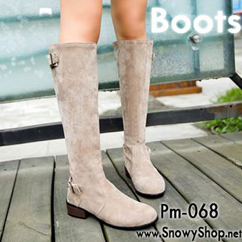  [[พร้อมส่ง38,39 ]] [Boots] [Pm-068] Pangmama รองเท้าบู๊ทสีครีมบู๊ทสูงผ้าซับด้านในลายสก๊อต ไม่บุขน ซิบยาวด้านหลังรองเท้าน่ะค่ะ