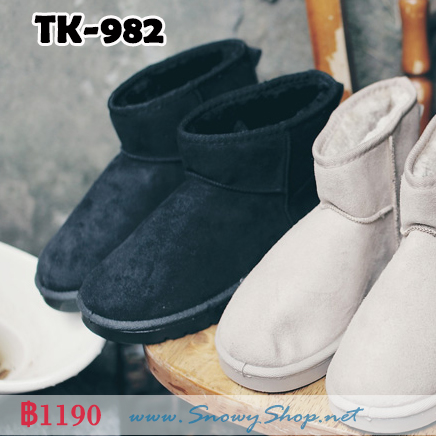  [*พร้อมส่ง 37 38 39] [TK-982] Tokyo Fashion 100% รองเท้าบูทสั้นหนังกำมะหยี่สีดำ ซับขนกันหนาวด้านใน