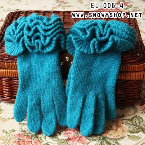  [*พร้อมส่ง] [EL-006-4] EL++ถุงมือ++ถุงมือกันหนาวถักไหมพรมสีฟ้า 
