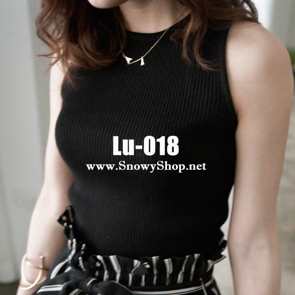 [[*พร้อมส่ง]] [เสื้อไหมพรม] [Lu-018] Lulus เสื้อไหมพรมสีดำแขนกุด คอกลมใส่สบายๆ