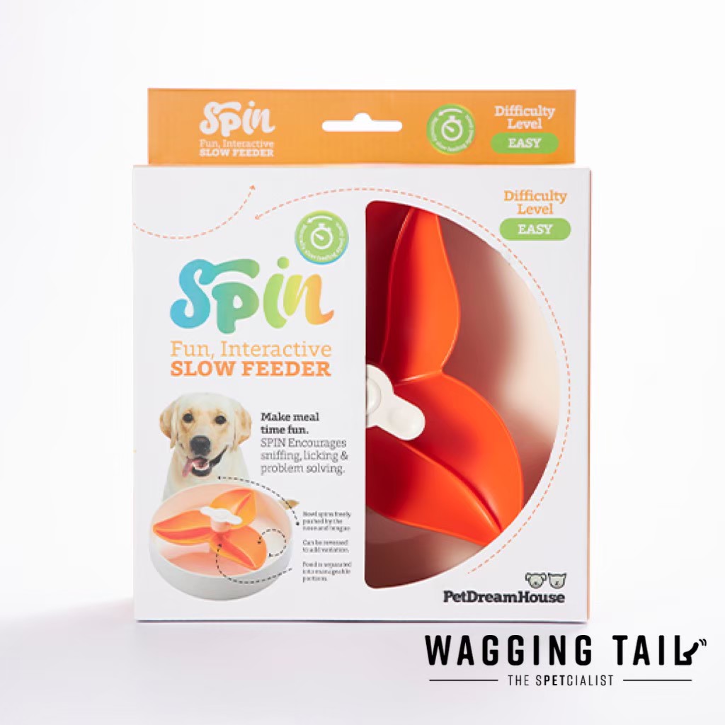 Wagging Tail Pet Dreemhouse SPIN Interactive Feeder Bougainvillea Orange