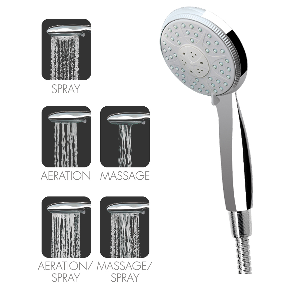 WSP505 SHOWER HEAD 5 FUNCTION COLOUR / DESIGN CHROME wspbath