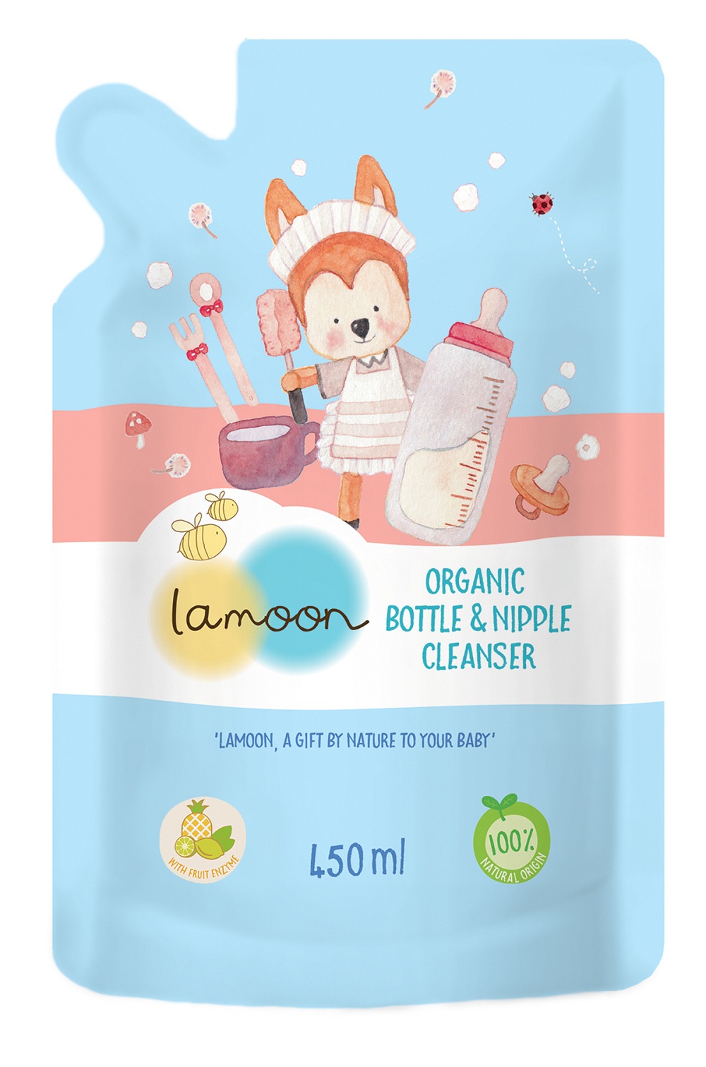 Lamoon Organic Nipple & Bottle Cleanser 450 ml.Refill