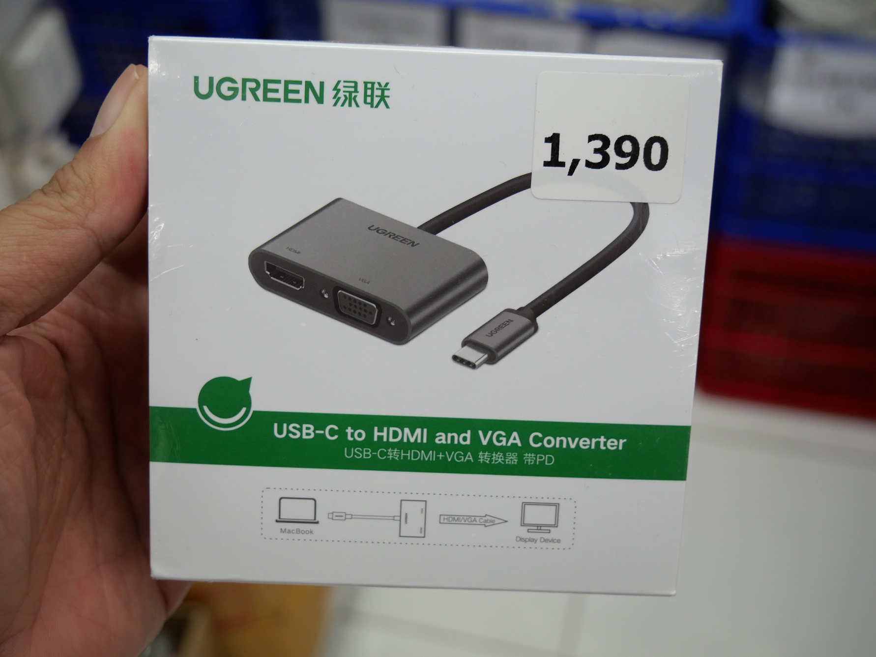 อะแด๊ปเตอร์ แปลง USB-C TO HDMI VGA ต่อออกจอแยก macbook