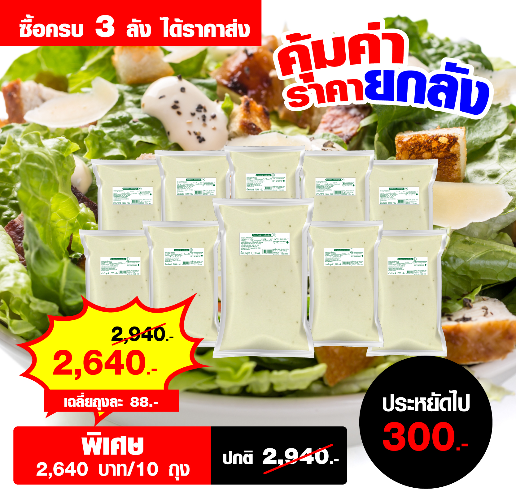 Caesar Salad Dressing (transparent bag, not printed) 1000 g