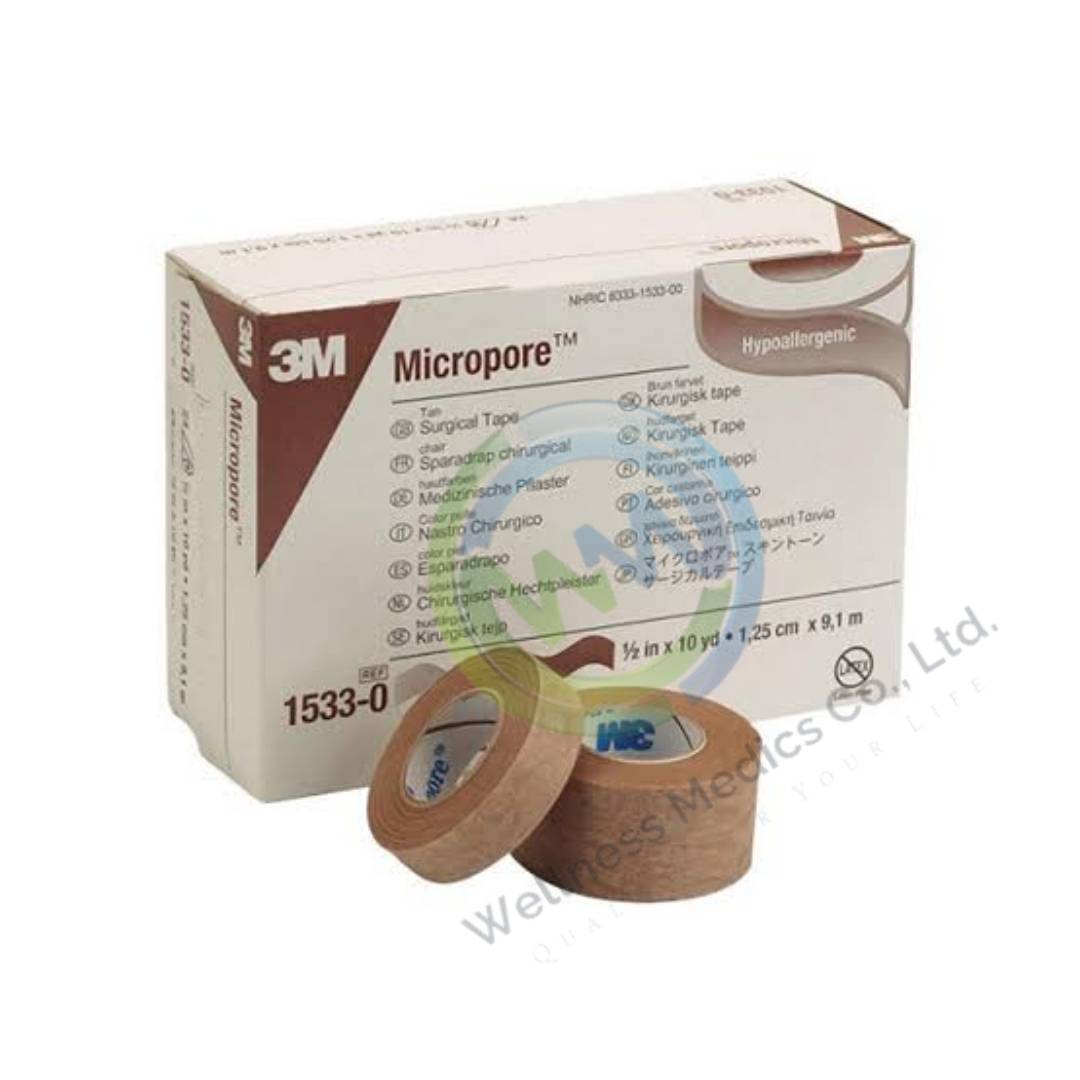 Micropore 1'' 3M เทปแต่งแผลเยื่อกระดาษ (12ม้วน/กล่อง) wellnessmedics3