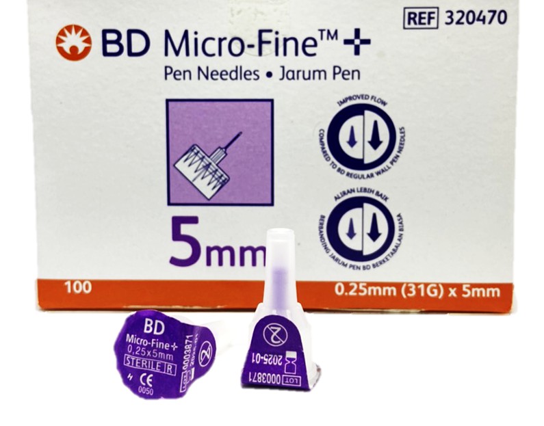 หัวเข็มปากกา อินซูลิน (INSULIN) BD ขนาด 5 mm. 0.25 mm (31G) x 5 mm (100ชิ้น/กล่อง)