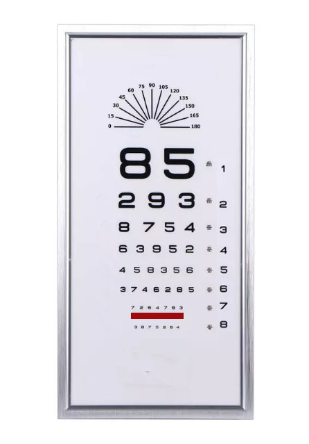 กล่องไฟตรวจสายตา ตัวเลข 85  อ่านระยะ 6 เมตร