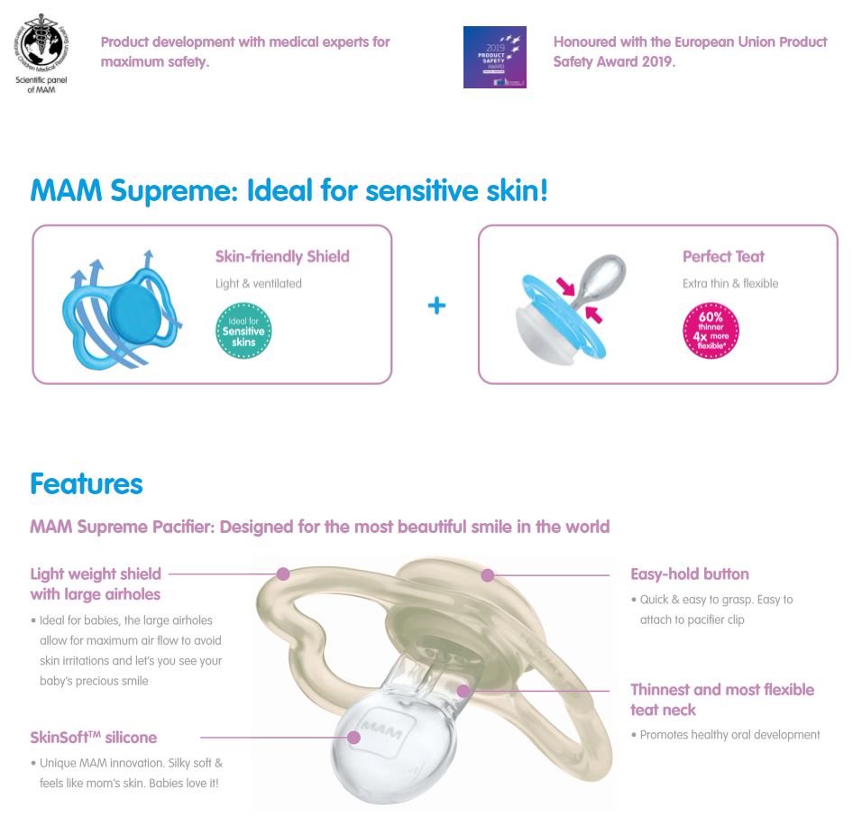 MAM 2pk Supreme Pacifier 16+ Months - Boy