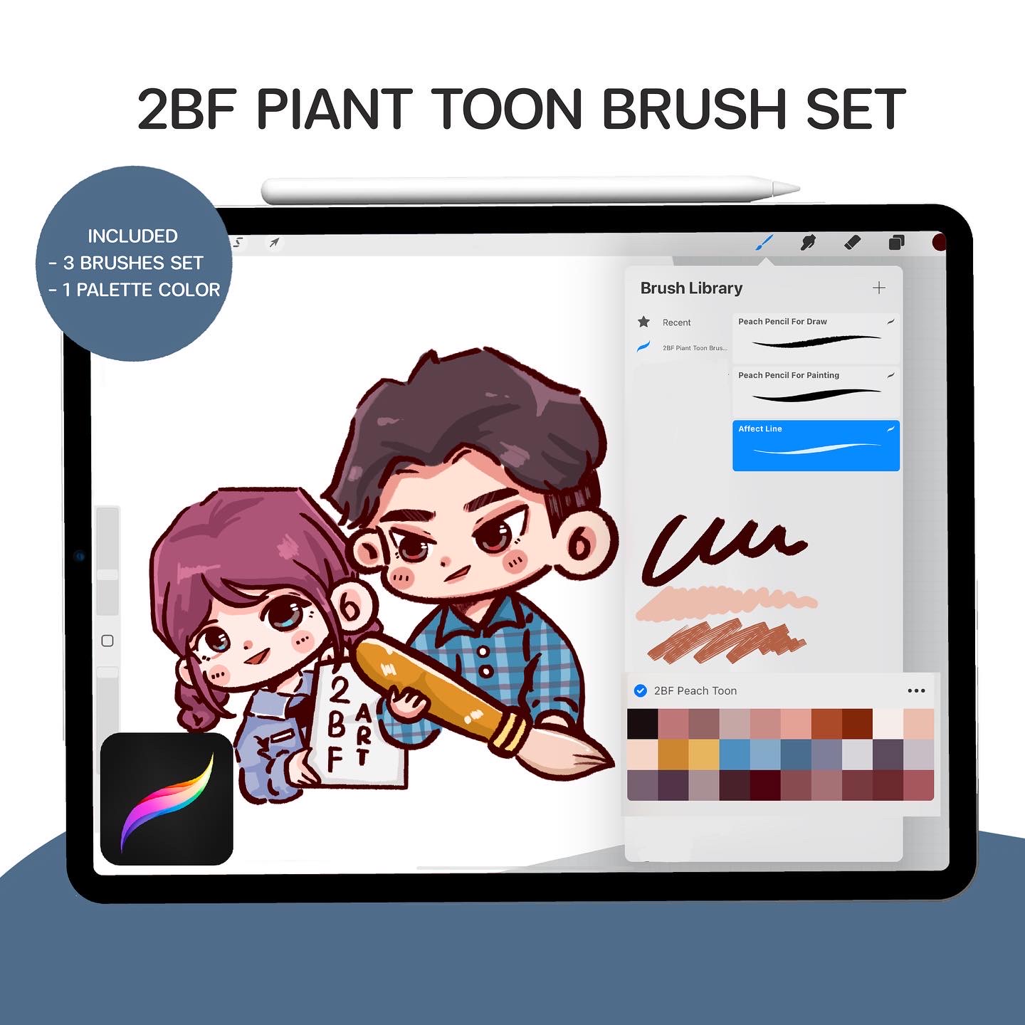 2BF Piant Toon Brush Set |PROCREAT BRUSHES|
