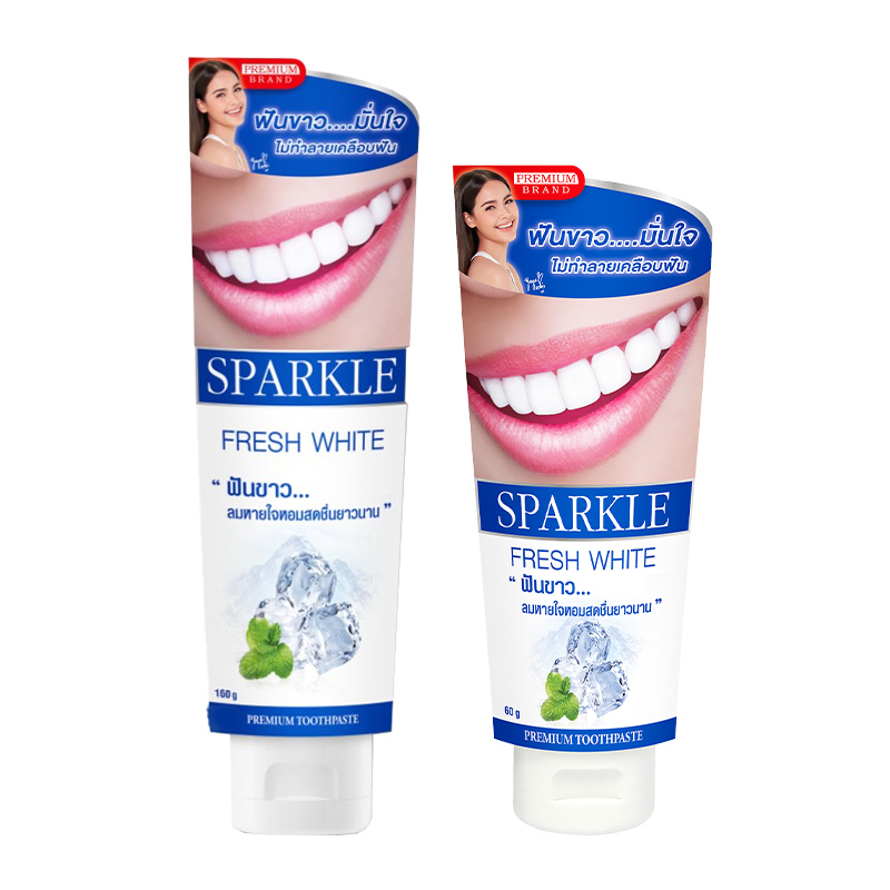 SPARKLE ยาสีฟัน สปาร์คเคิล ไวท์ สูตร WHITE TOOTHPASTE 160 กรัม ฟรี! 60 กรัม ฟันขาว..ลมหายใจหอมสดชื่น