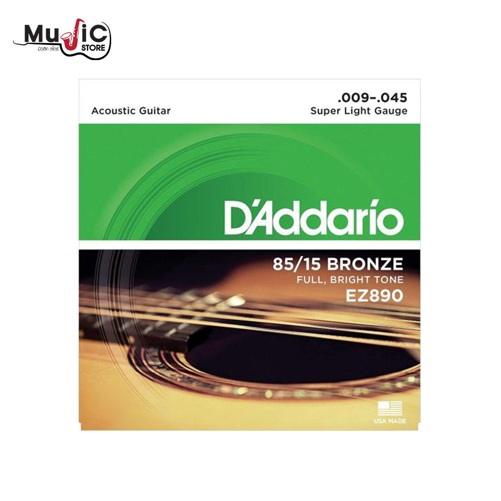D’Addario EZ890 85/15 Bronze Super Light Acoustic Strings .009 -.045