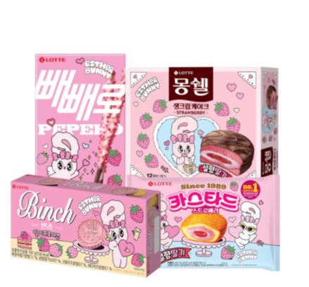 LOTTE Esther Bunny Special Strawberry Pepero + Binch + Monschel ...